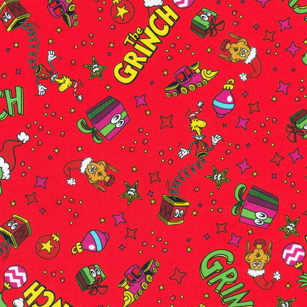 The Grinch Christmas Toss in Red from the How the Grinch Stole Christmas Collection by Dr. Seuss Enterprises - Robert Kaufman