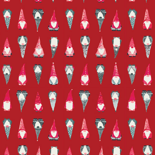 Playful Gnomes in Berry from the Adventale Collection - AGF Fabrics