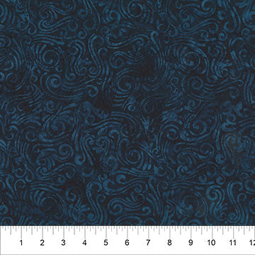 Cotton Wideback - Indigo from the Swirls 2 Collection by Banyan Batiks Studio - Northcott Fabrics