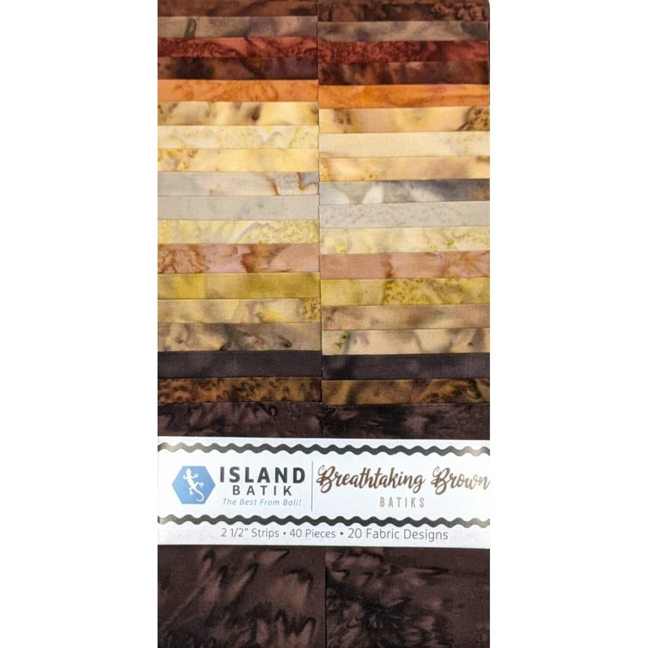 Jelly Roll - Breathtaking Brown from Island Batiks - 40 Strips 2.5"x44"