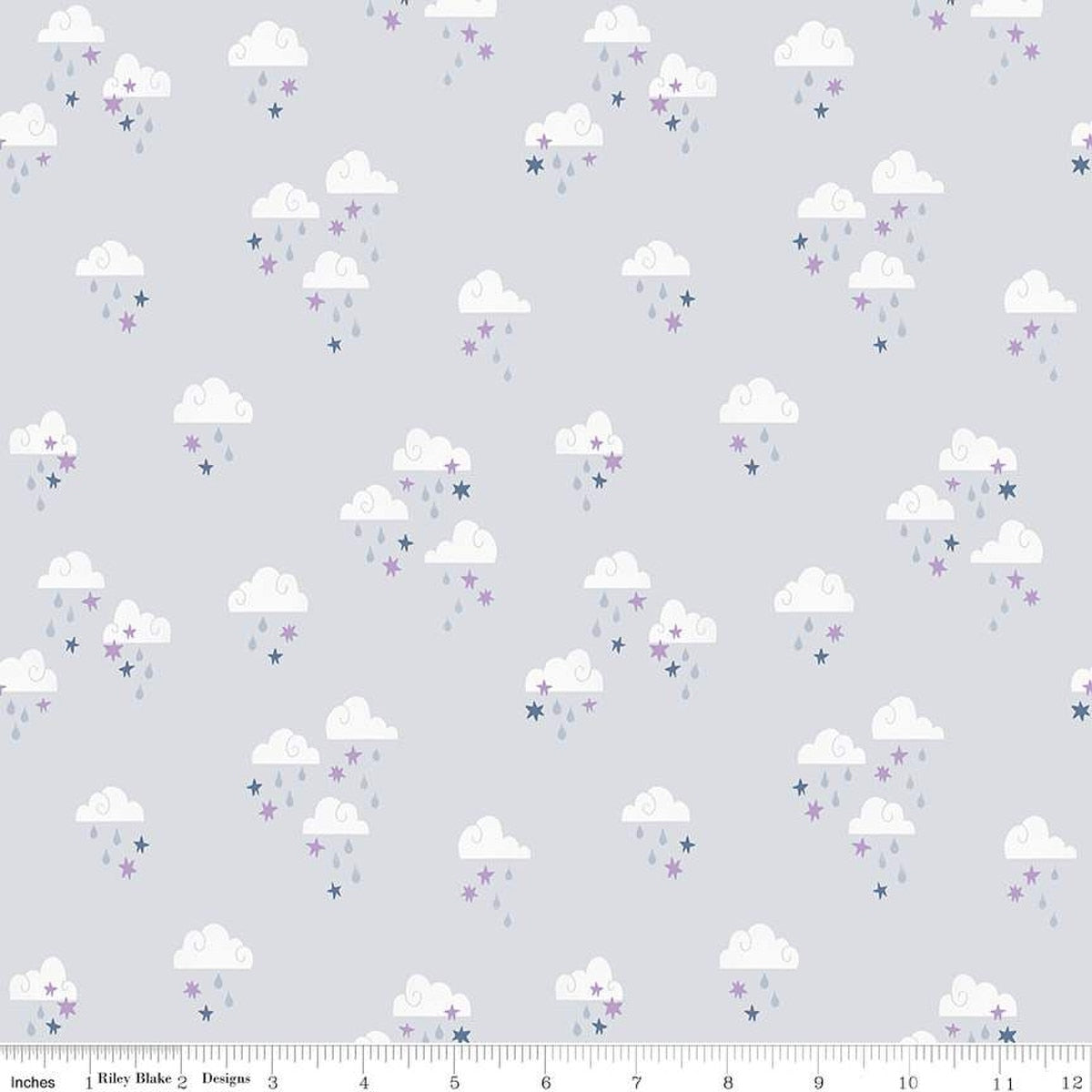 Dream Skies in Gray from the Twinkle Little Star Collection - Riley Blake Designs