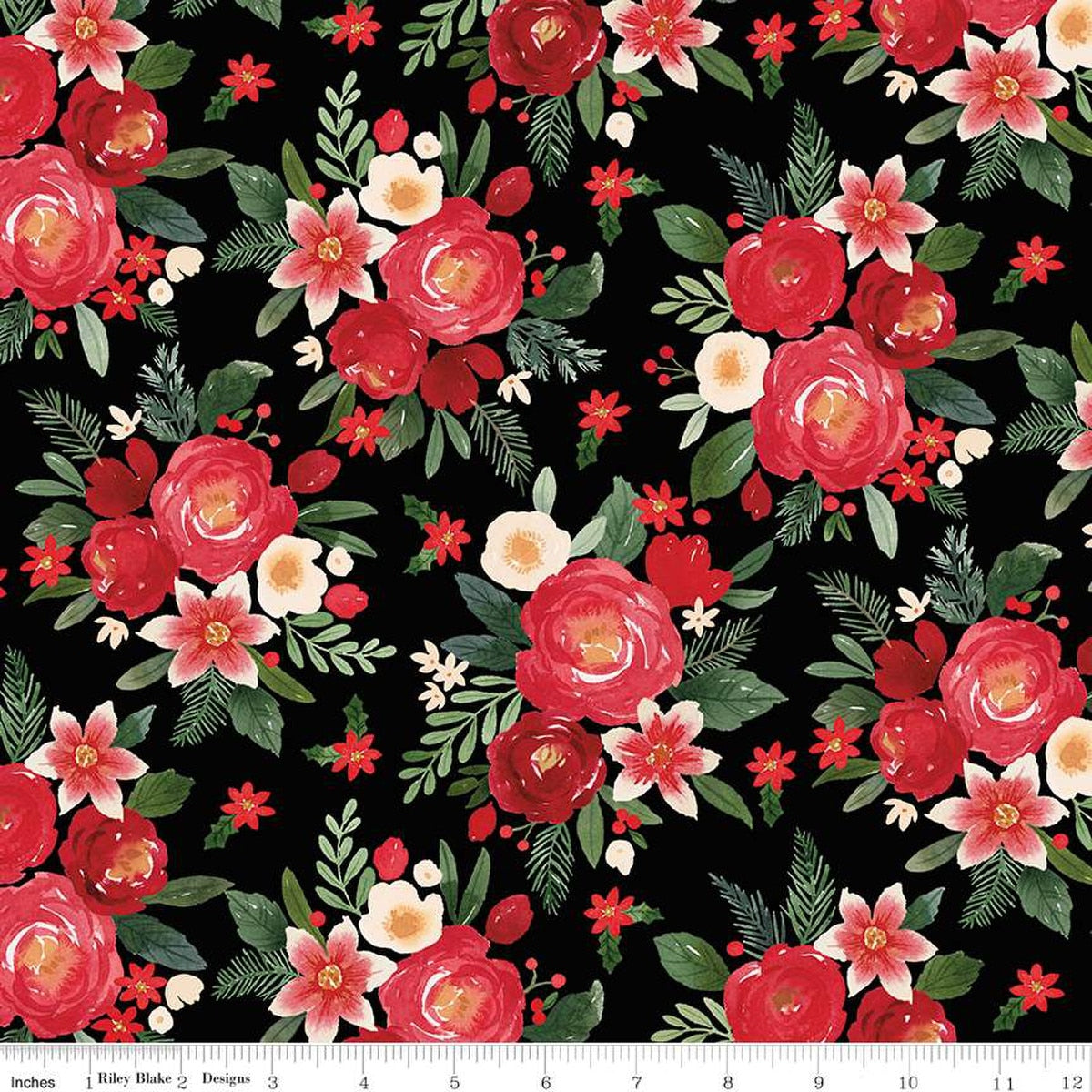 Charming Christmas-Main in Black from Riley Blake Designs