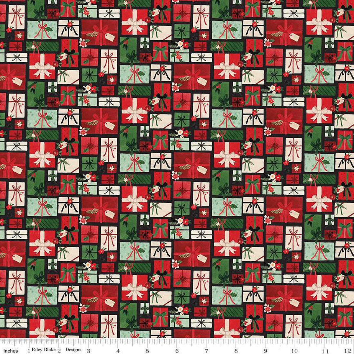 Charming Christmas-Pretty Presents in Black from Riley Blake Designs