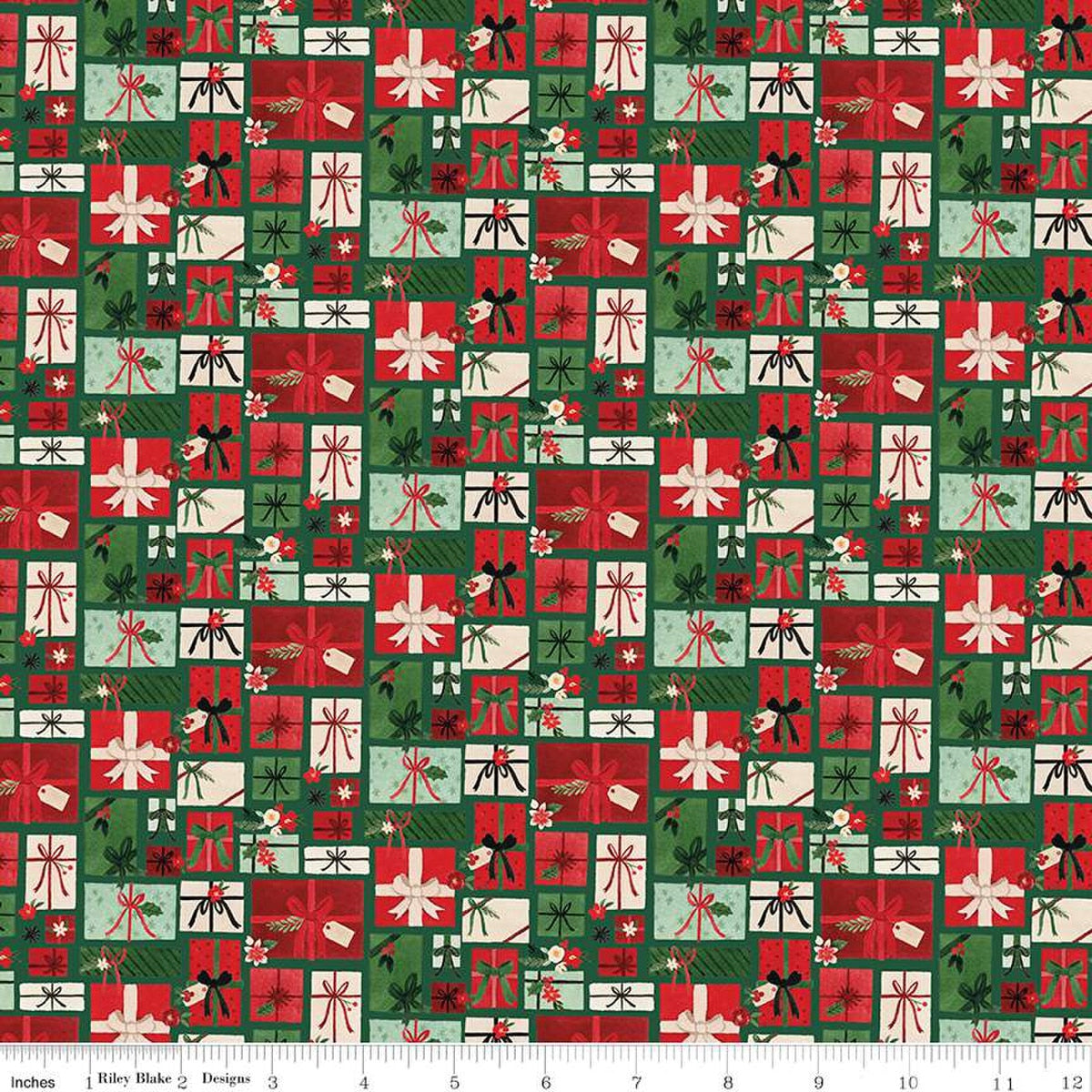 Charming Christmas-Pretty Presents in Green from Riley Blake Designs