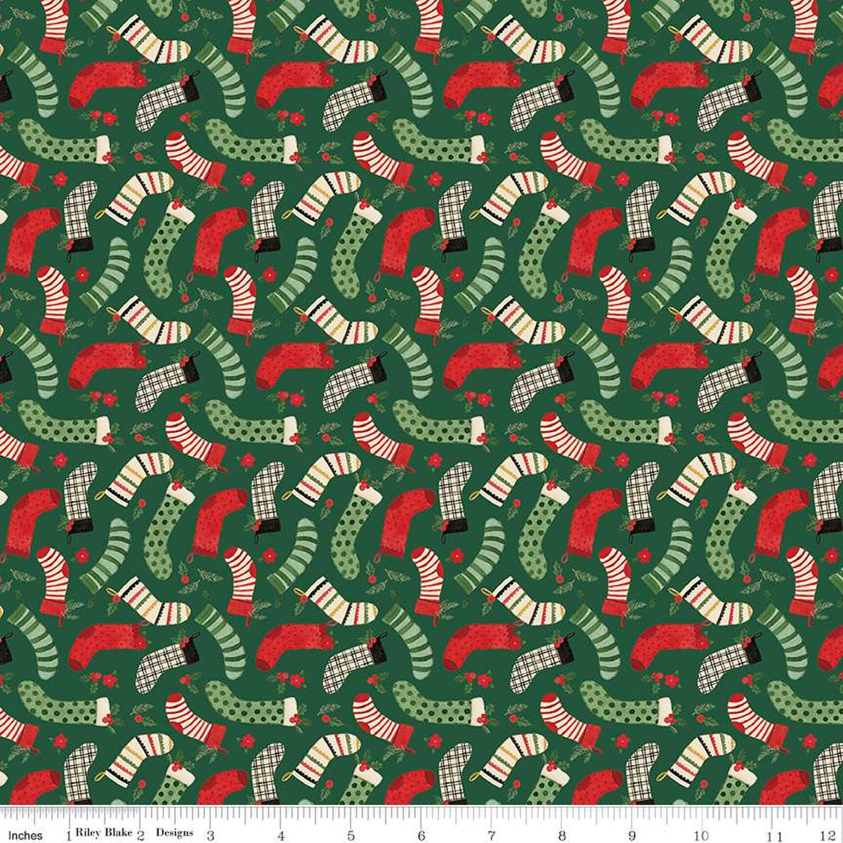 Charming Christmas-Stockings in Green from Riley Blake Designs