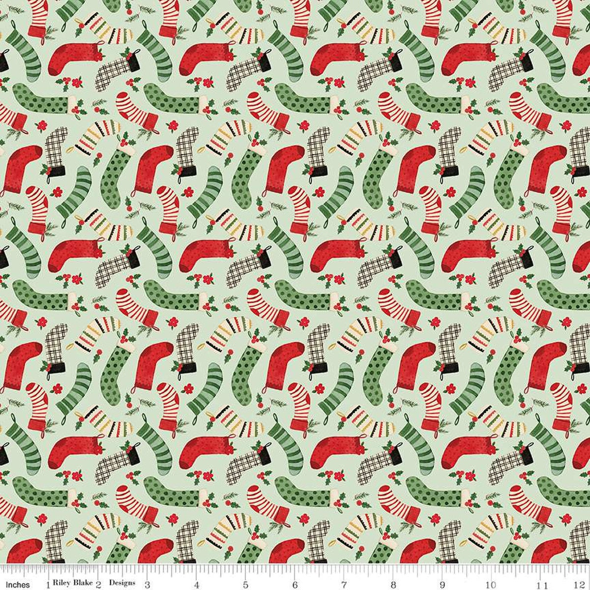 Charming Christmas-Stockings in Mint from Riley Blake Designs