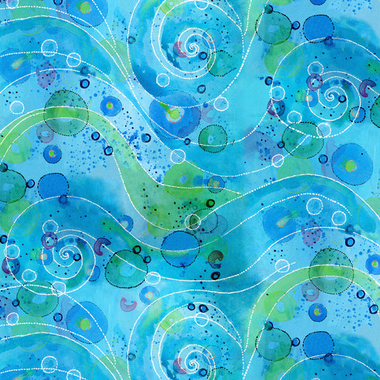 Minky -Swirling Water in Blue from EZ Fabrics