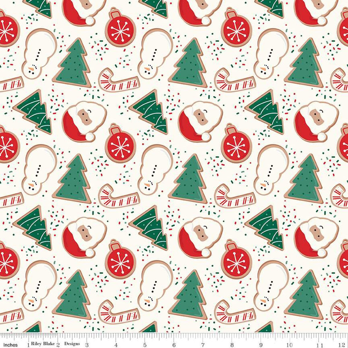 Flannel - Christmas Cookies on Cream From Riley Blake Fabric by Mind's Eye