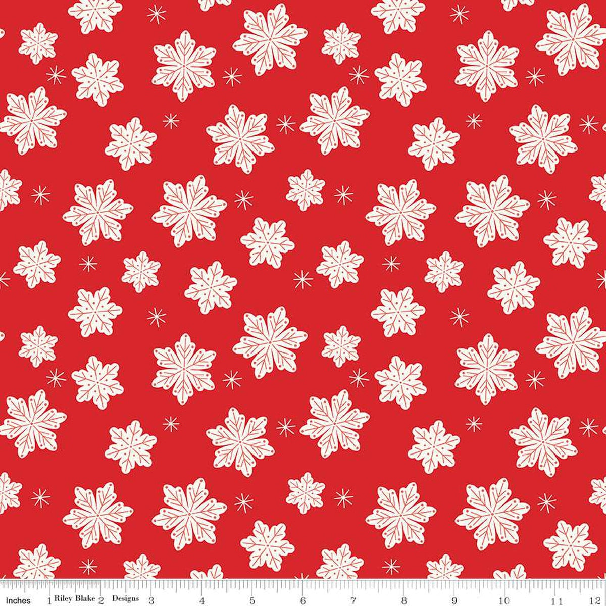 Flannel - Snowflakes on RED from Riley Blake Fabric by Mind's Eye