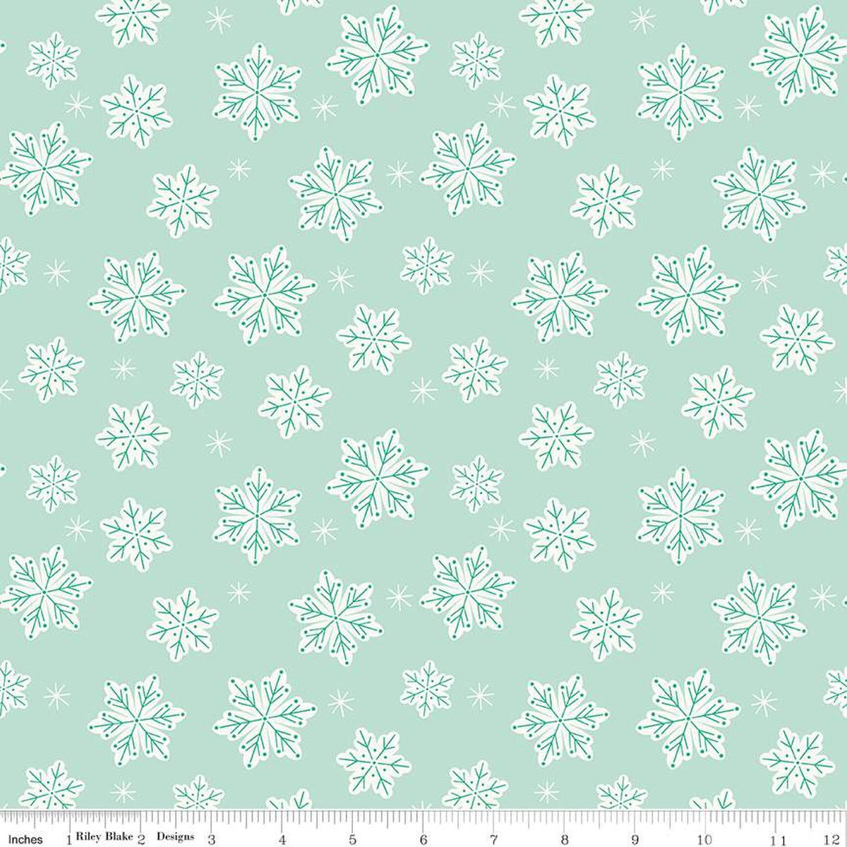 Flannel - Snowflakes on Songbird from Riley Blake Fabric by Mind's Eye