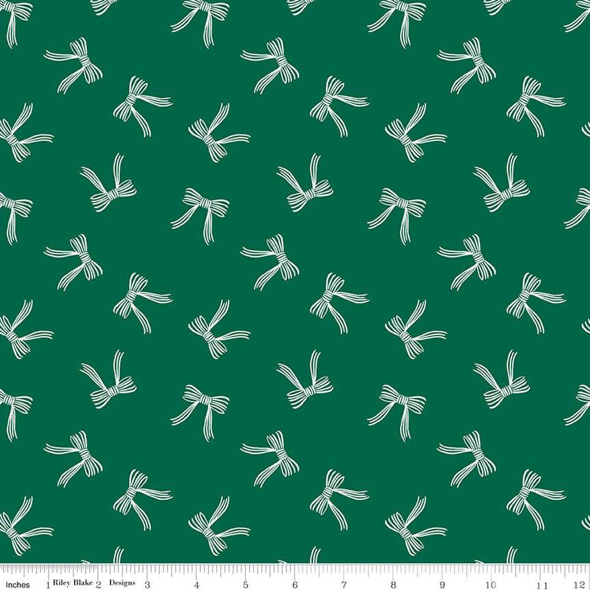 Flannel - Bows on Green from Riley Blake Fabric by Mind's Eye