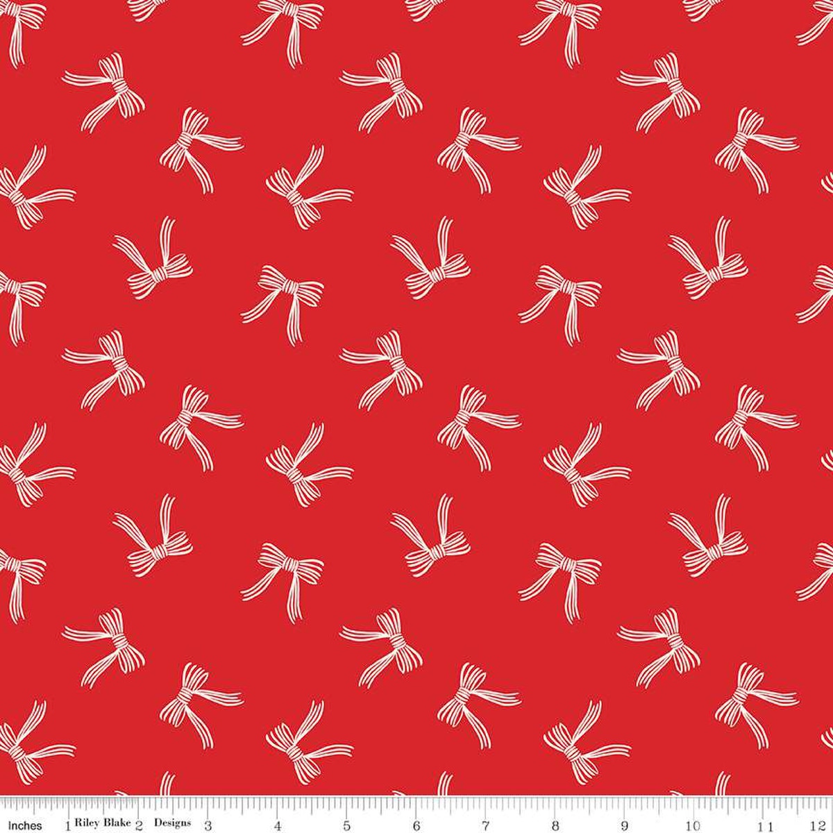 Flannel - Bows on RED from Riley Blake Fabric by Mind's Eye
