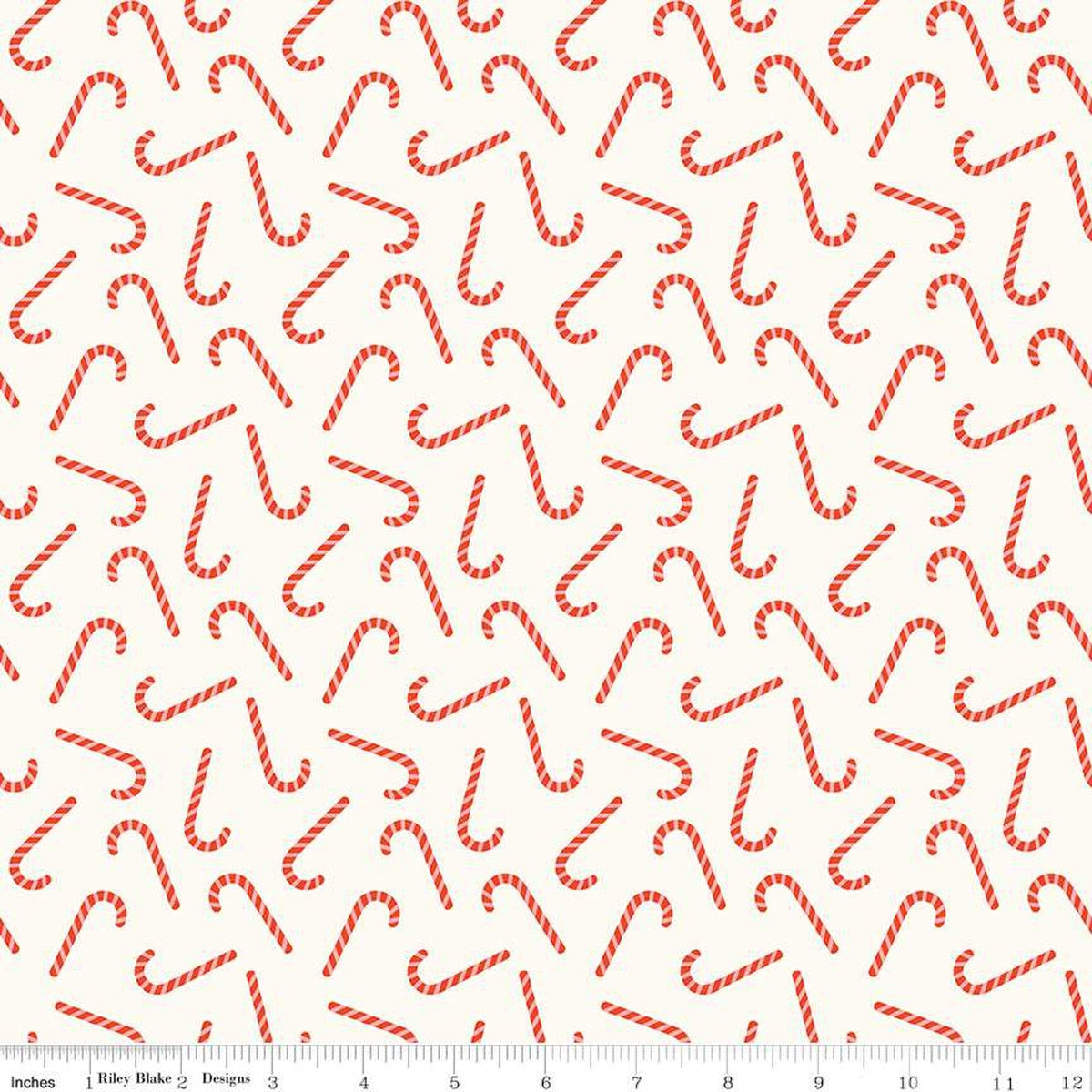 Flannel - Candy Canes on Cream from Riley Blake Fabric by Mind's Eye