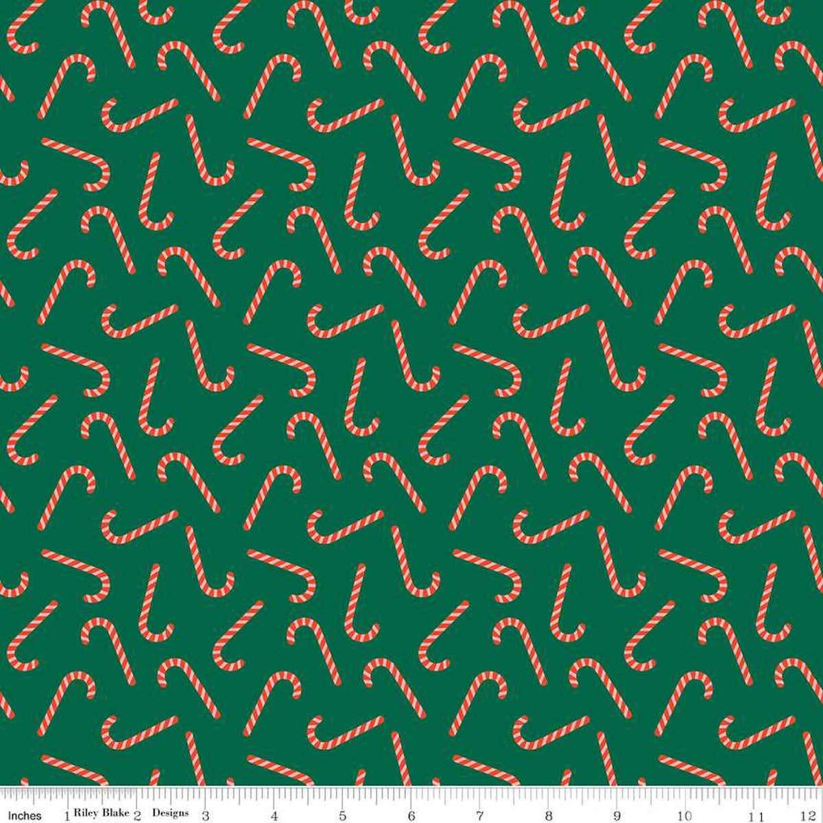 Flannel - Candy Canes on GREEN from Riley Blake Fabric by Mind's Eye
