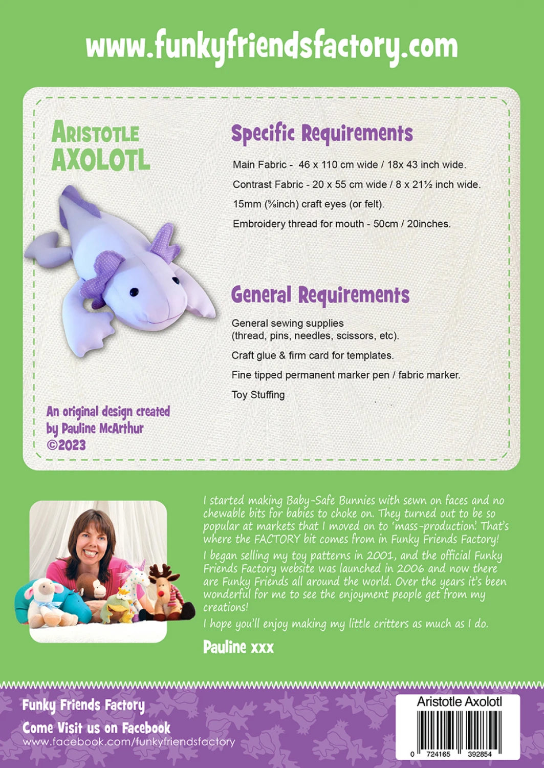 Funky Friends Pattern - Aristotle Axolotl