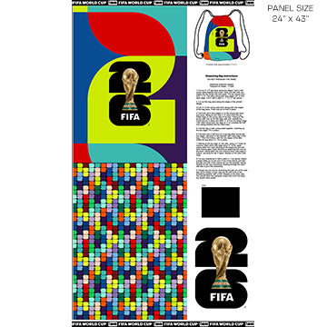 FIFA Multicolor Backpack (24"x43" Panel) from the FIFA World Cup 26 Collection - Northcott Fabrics