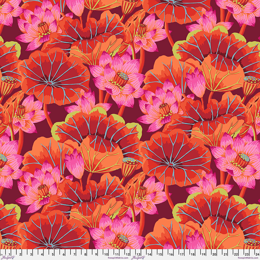 Kaffe Fassett Fabrics - Lake Blossoms - Red From FreeSpirit Fabrics