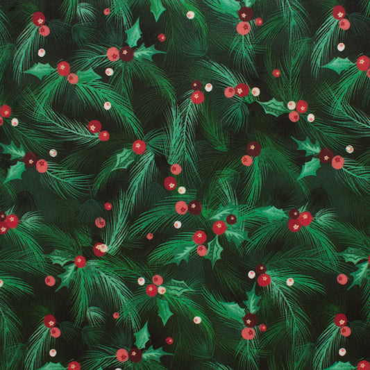 Minky -Holly Berries in Green from EZ Fabrics