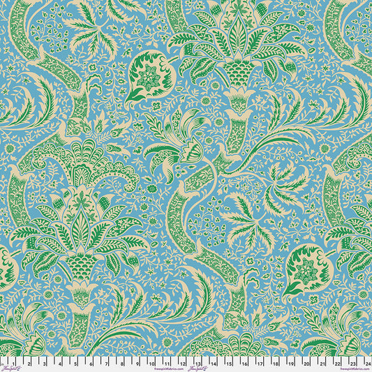 Indian - Aqua From Kaffe  x Morris & Co. Collaboration From FreeSpirit Fabrics