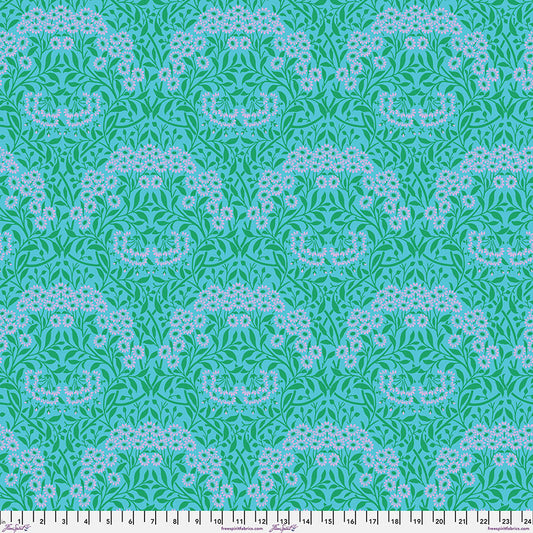 Michaelmas Daisy - Aqua From Kaffe x Morris & Co. Collaboration From FreeSpirit Fabrics