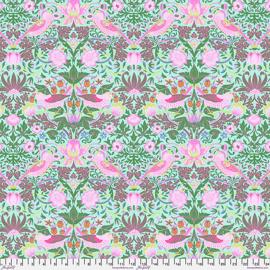 Strawberry Thief - Aqua From Kaffe x Morris & Co. Collaboration From FreeSpirit Fabrics