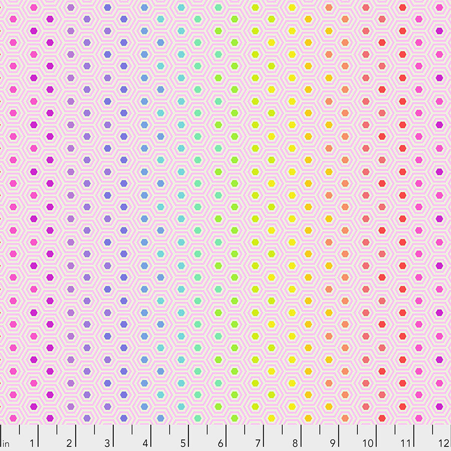 Tula Pink Shell Hexy Rainbow from True Colors Collection
