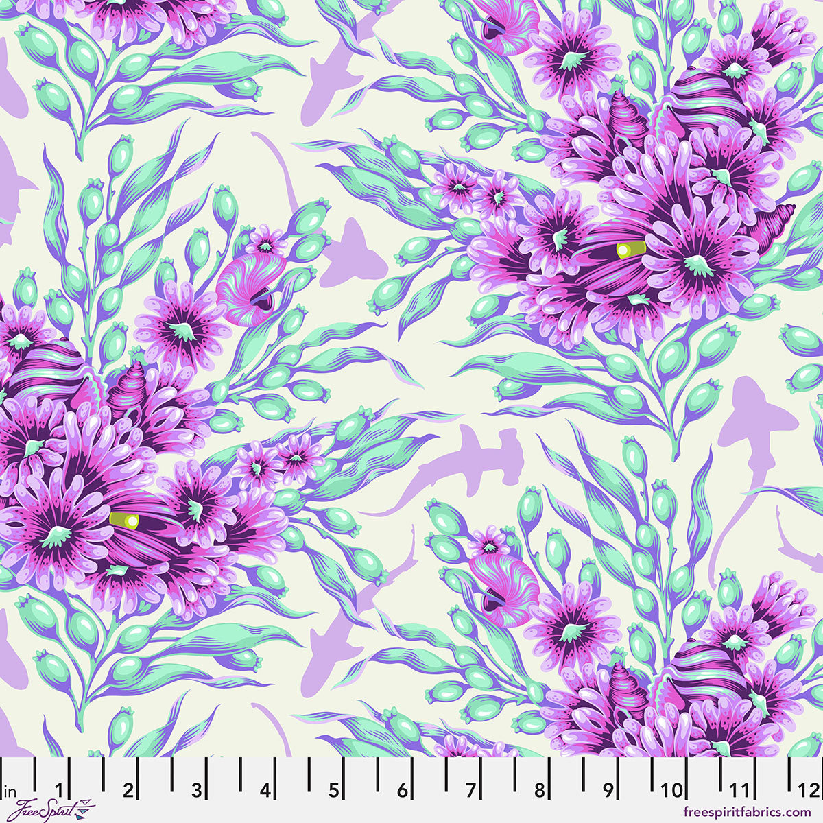 Tula Pink - Shadow Sharks - Ultraviolet From the Floral Reef Collection