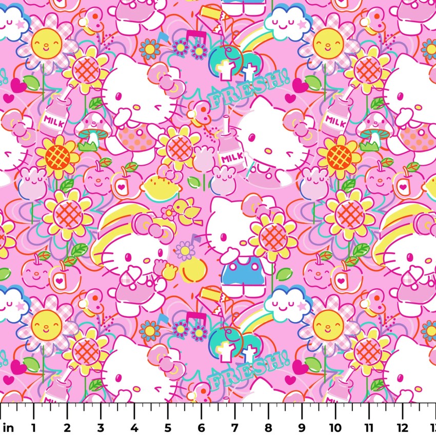 Hello Kitty Garden Doodle from Springs Creative by the Yard - 100% Cotton Fabric