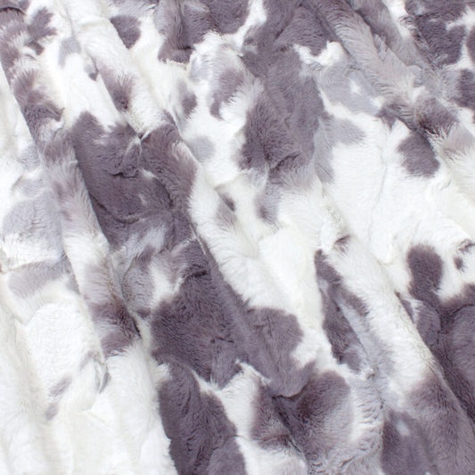 Minky -Lux Snuggle Spotted Appaloosa CHARCOAL/SILVER From EZ Fabric