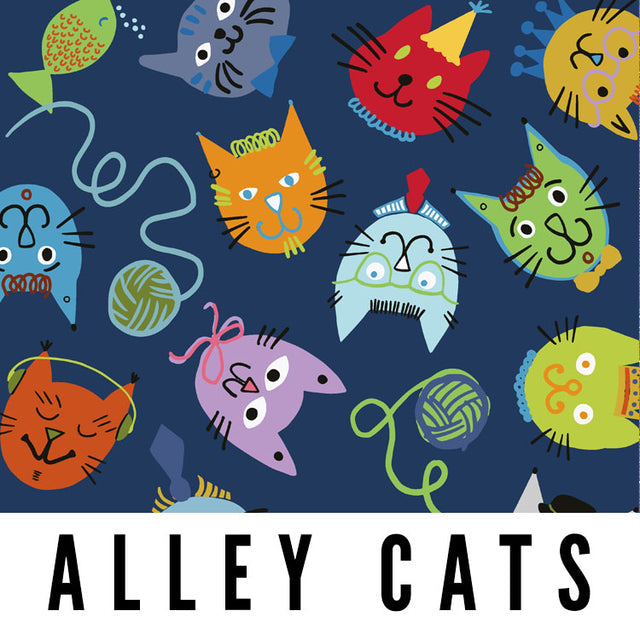 Alley Cats 58" Wide Laminated Cotton Fabric from Splash Fabrics by the Half Yard