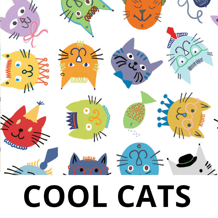 Cool Cats 58" Wide Laminated Cotton Fabric from Splash Fabrics by the Half Yard