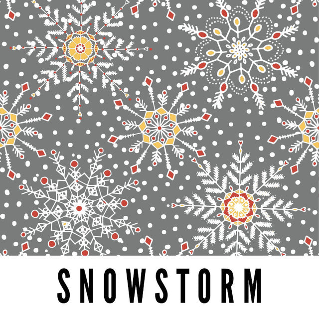 Snowstorm Snowflakes 58" Wide Laminated Cotton Fabric from Splash Fabrics by the Half Yard