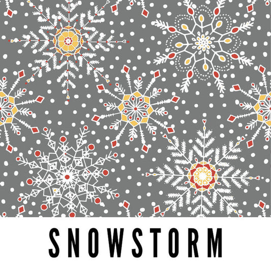 Snowstorm Snowflakes 58" Wide Laminated Cotton Fabric from Splash Fabrics by the Half Yard