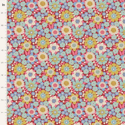 Tilda Fabric - Lauren Burgundy From the Wallflower Collection