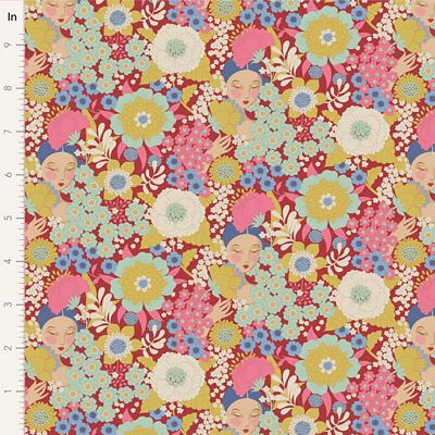 Tilda Fabric - Wallflower- Burgundy From the Wallflower Collection