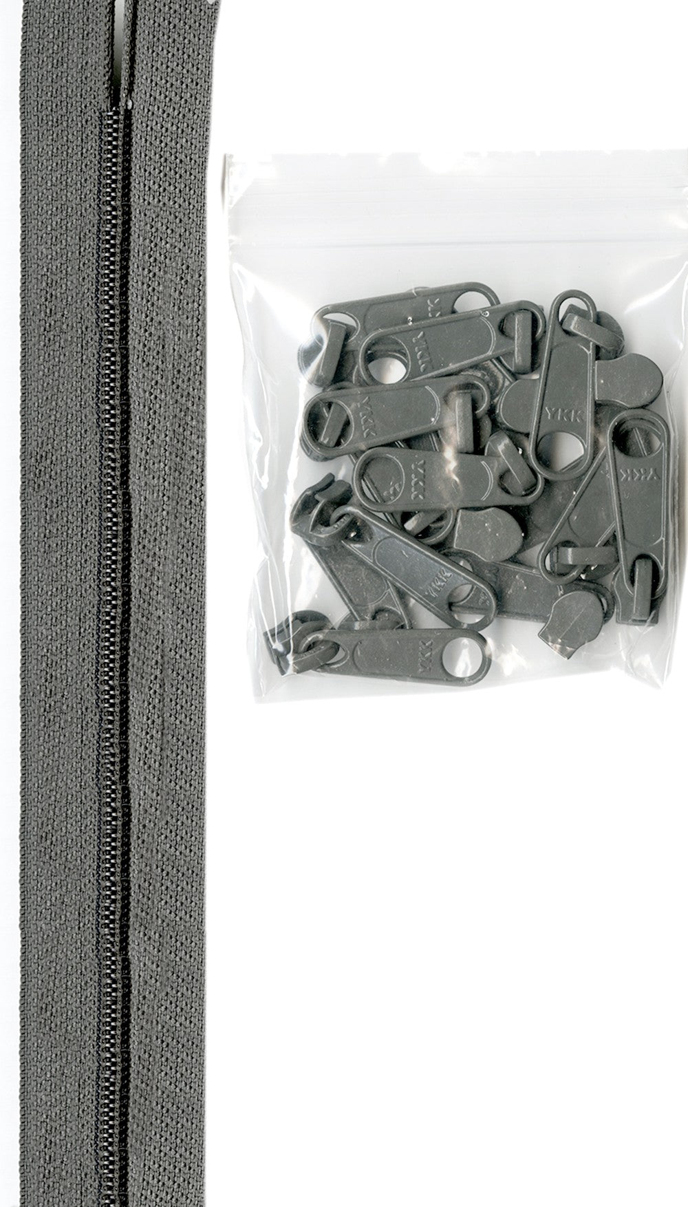 4 Yards Of Pewter Zipper Tape With 16 Color-Coordinated Extra Large Pulls From Byannie