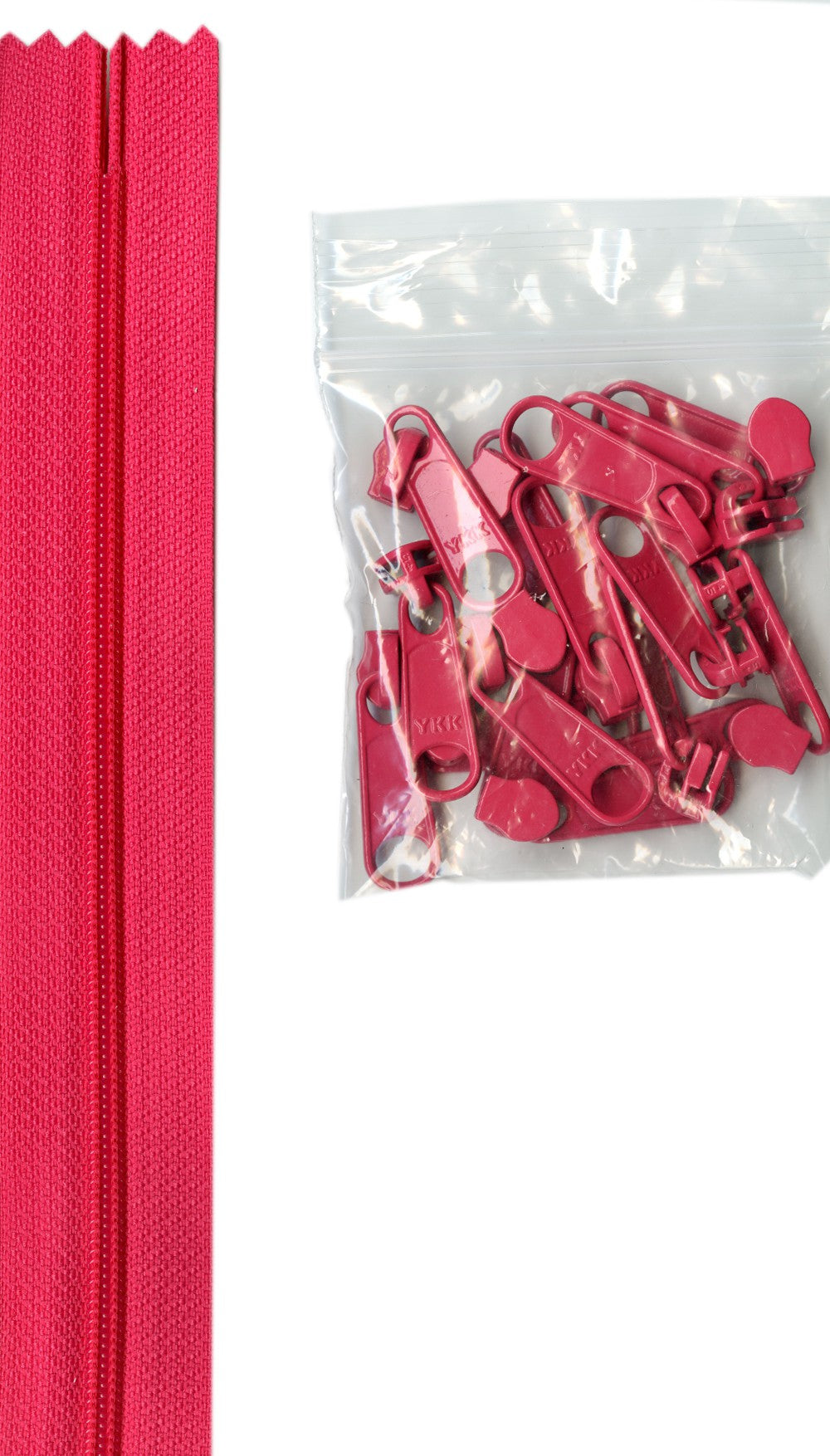 4 Yards Of Lipstick Zipper Tape With 16 Color-Coordinated Extra Large Pulls From Byannie