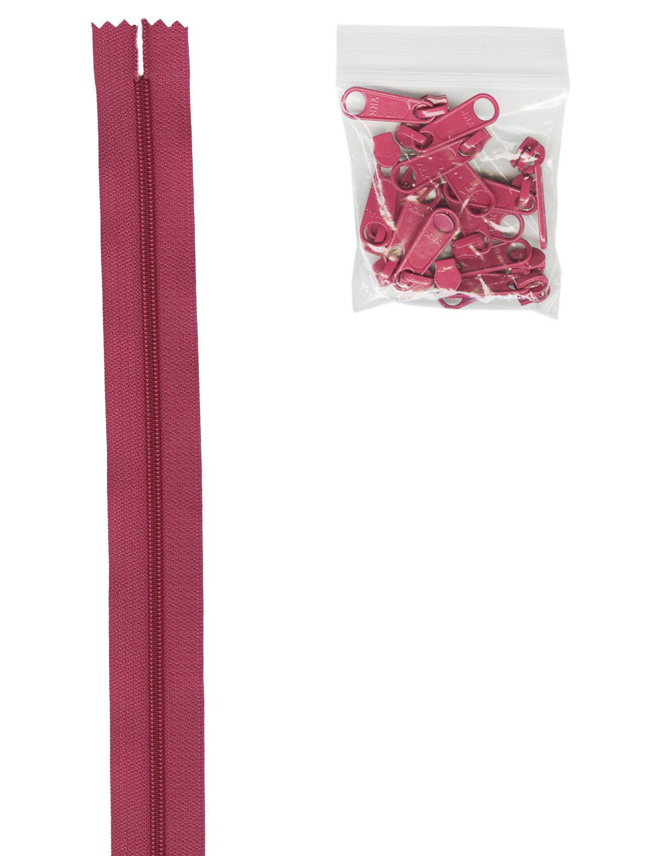 4 Yards Of Crazy Plum Zipper Tape With 16 Color-Coordinated Extra Large Pulls From Byannie