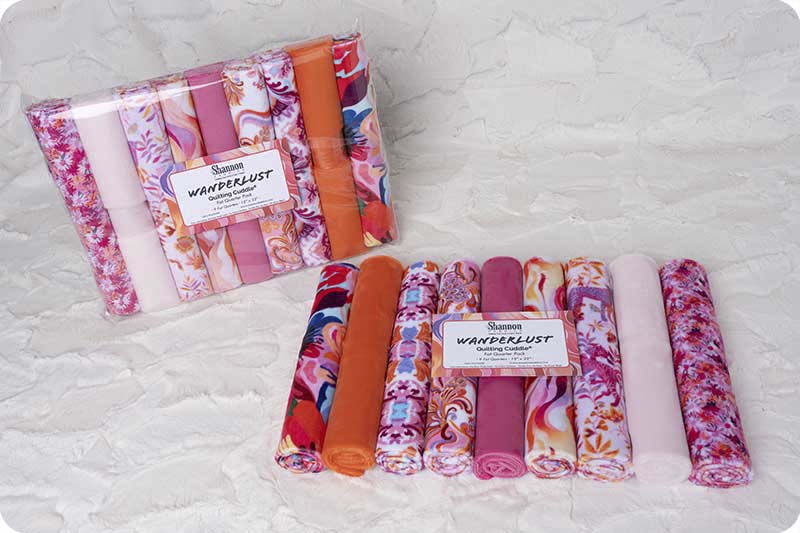 MINKY - Quilting Cuddle® Fat Quarter Pack WANDERLUST PINK - 9 Fabrics