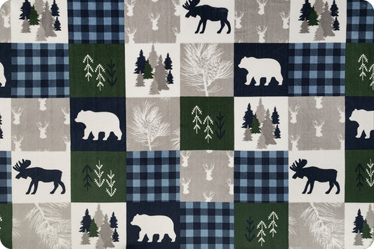 Minky - Cabin Quilt Digital Cuddle Navy From Shannon Fabrics