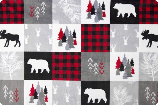 Minky - Cabin Quilt Digital Cuddle Scarlet From Shannon Fabrics