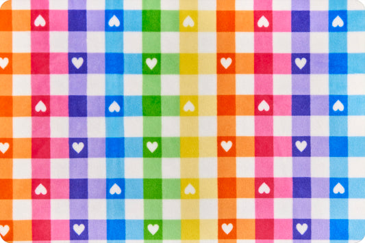 Minky - Gingham Hearts Digital Cuddle Fuchsia From Shannon Fabrics