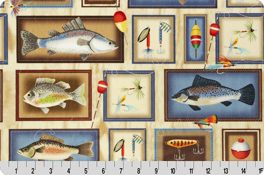 Minky - Gone Fishing Digital Cuddle Tan From Shannon Fabrics