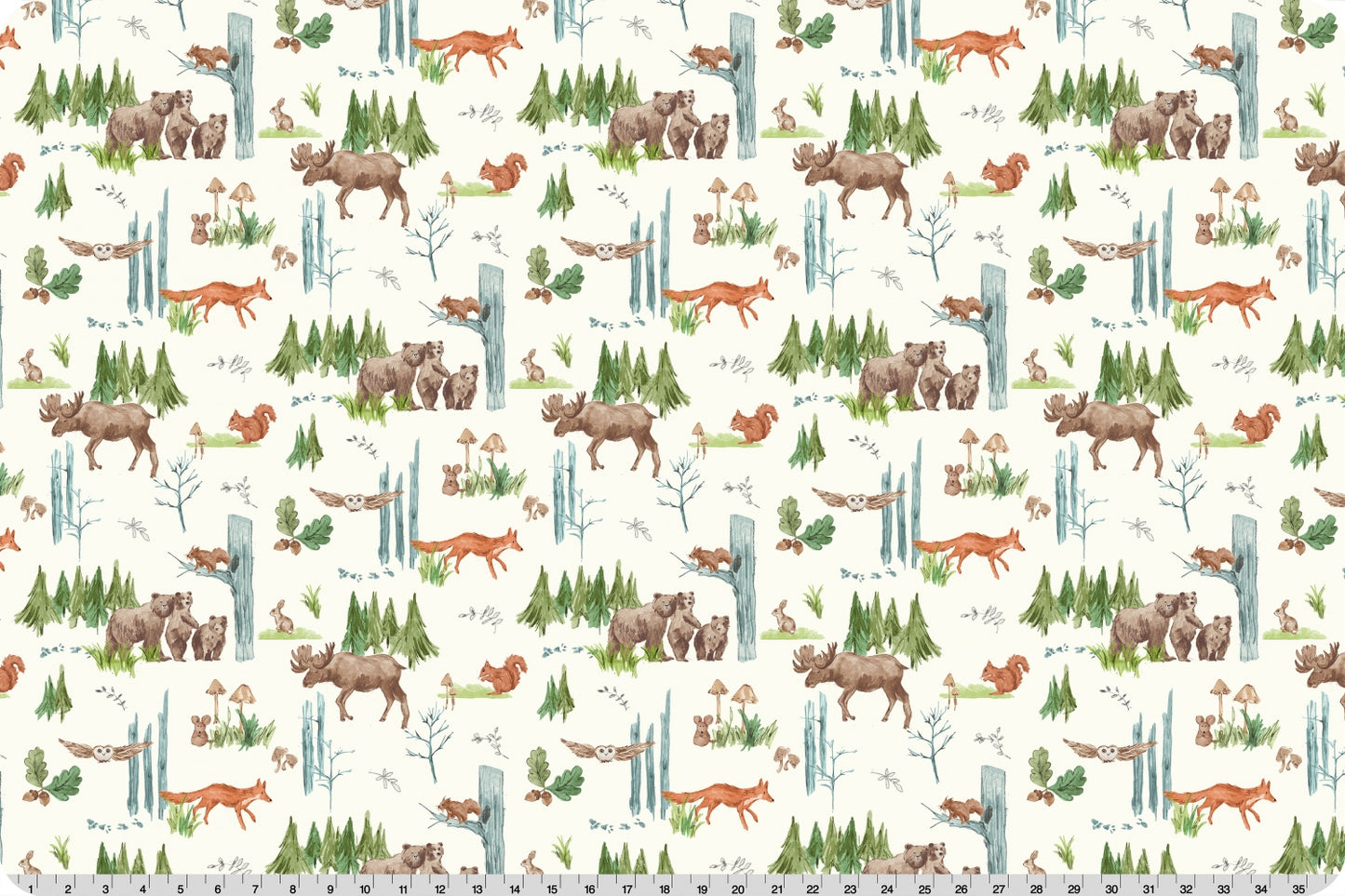 Minky - Lil Pine Pals Digital Cuddle Natural From Shannon Fabrics
