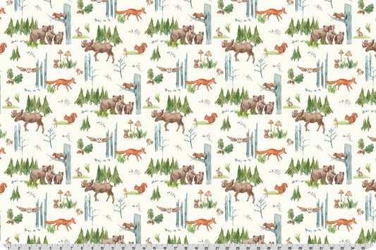 Minky - Lil Pine Pals Digital Cuddle Natural From Shannon Fabrics