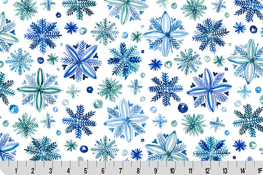Minky - Snowy Sparkle Digital Cuddle Blue From Shannon Fabrics