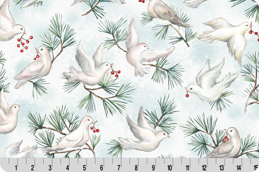 Minky - White Doves Digital Cuddle Saltwater From Shannon Fabrics