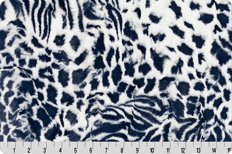Minky -DISCONTINUED- Luxe Cuddle® Exotic in Snow & Navy from Shannon Fabric