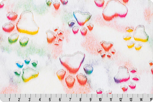 Minky - Luxe Cuddle® Embossed Prism Paws VIBRANT From Shannon Fabrics