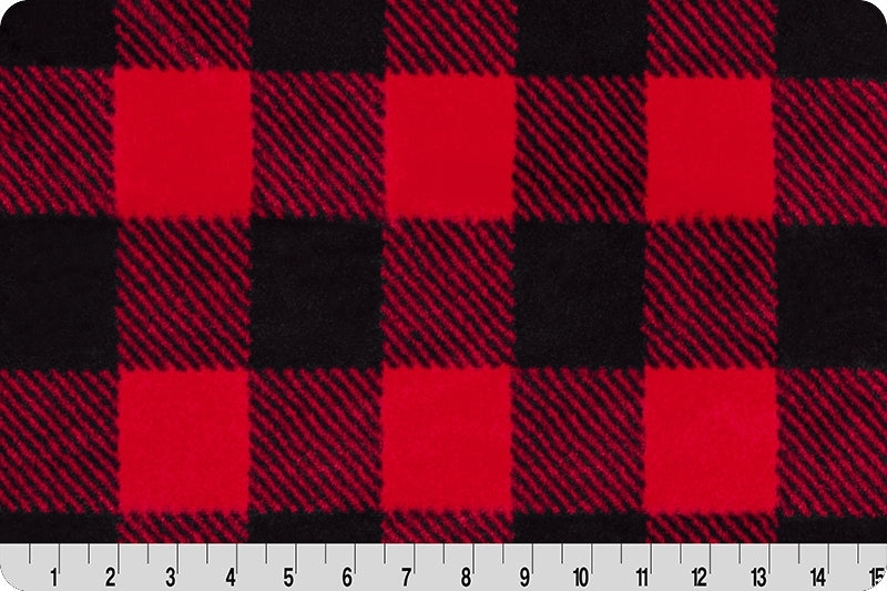 Minky -Luxe Cuddle Buffalo Check SCARLET/BLACK From Shannon Fabrics
